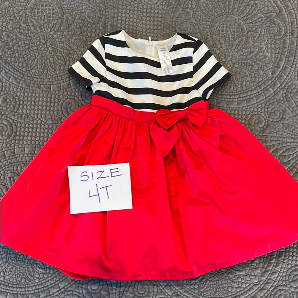 Olivia for Gymboree Striped Black and White Dress with Red Skirt